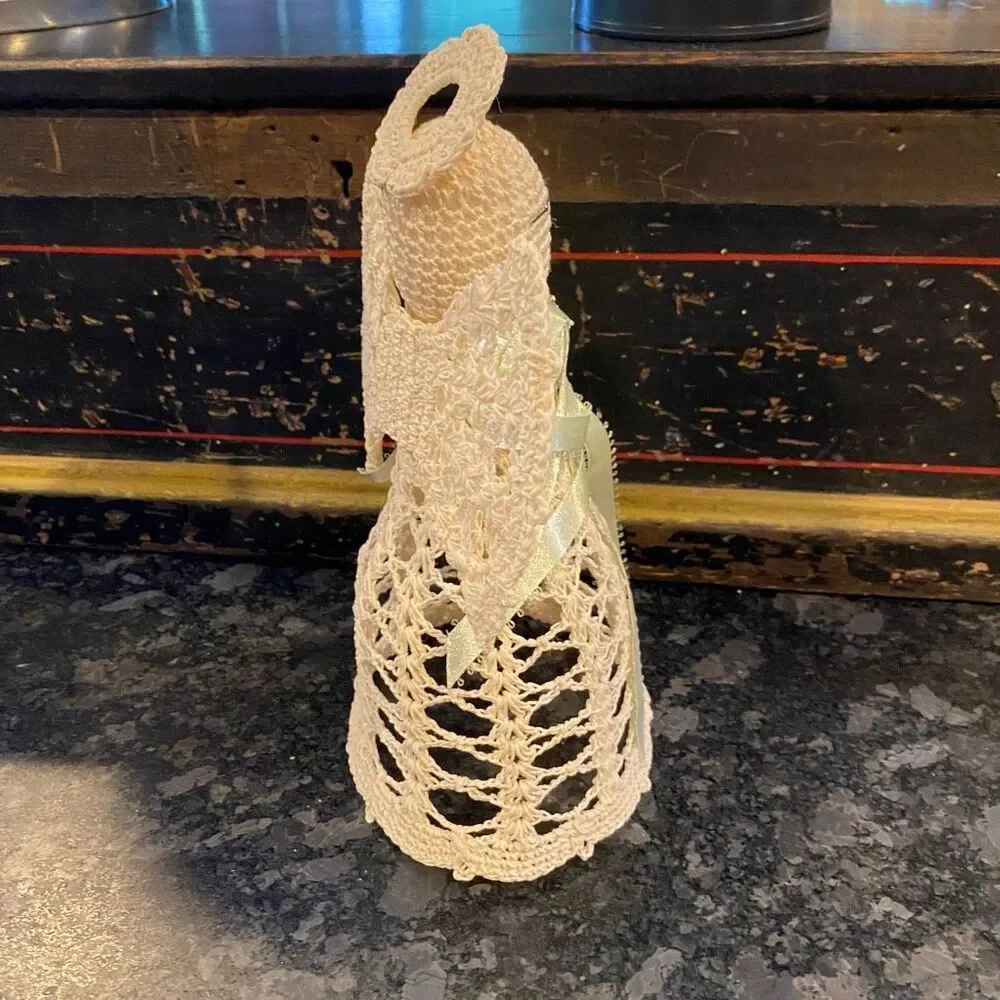 handmade crochet angel tree topper 9”